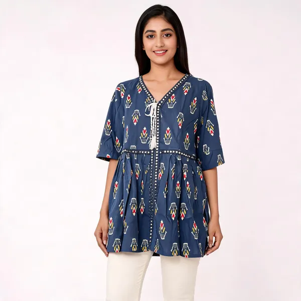 Blue_Cotten_Short_Kurti_For_Women