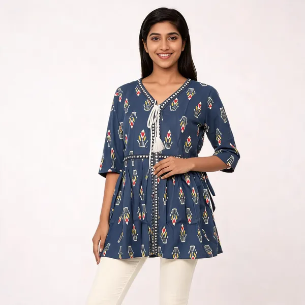 Blue_Cotten_Short_Kurti_For_Women