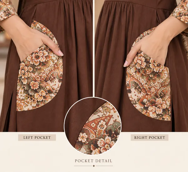 Brown_Roman_Silk_3_Pec-Kurti_Set_For_Women