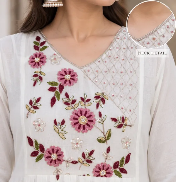 Cream_Mull_Cotton_3_Pec-Kurti_Set_For_Women