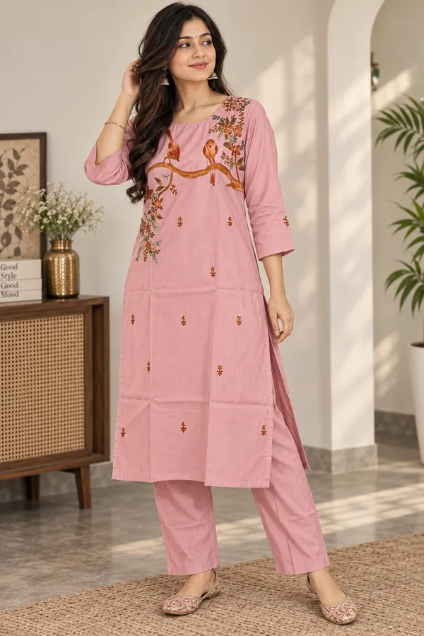 Pink_Mul_Chanderi_3_Pec-Kurti_Set_For_Women