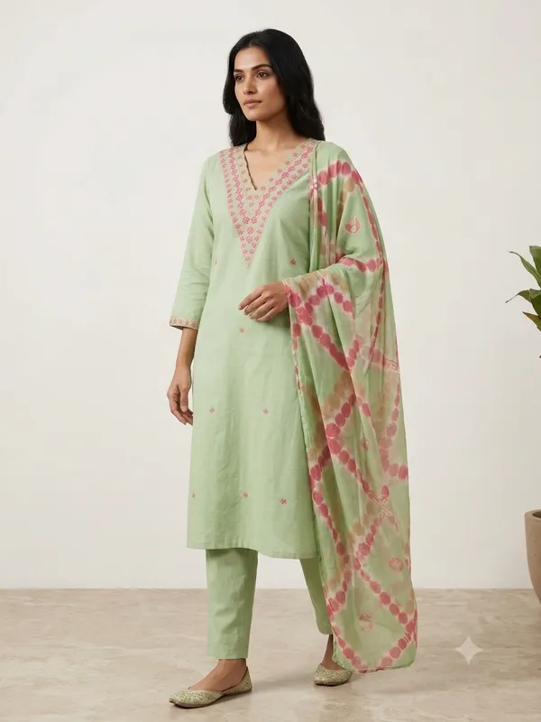 Light_Green_Vertican_Fabric_3_Pec-Kurti_Set_For_Women