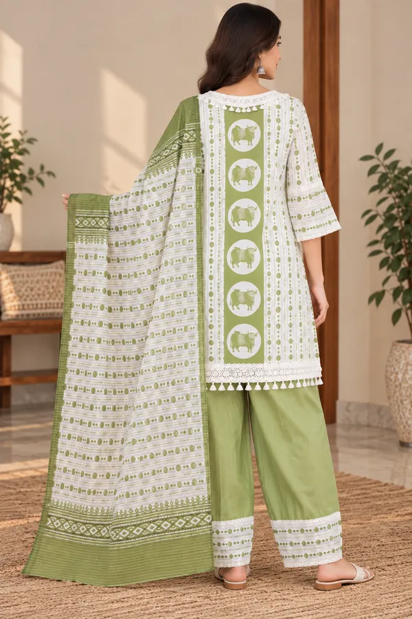 White_Cotten_3_Pec-Kurti_Set_For_Women