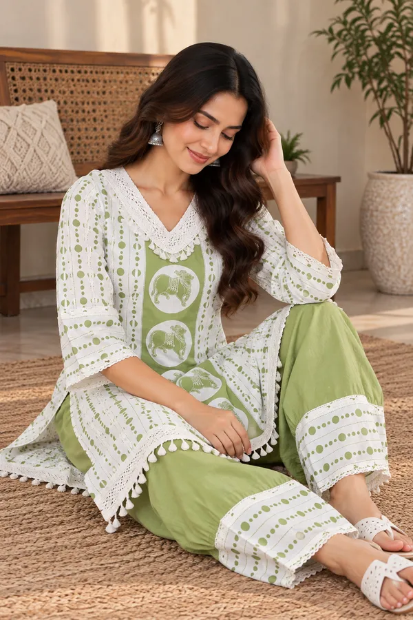 White_Cotten_3_Pec-Kurti_Set_For_Women