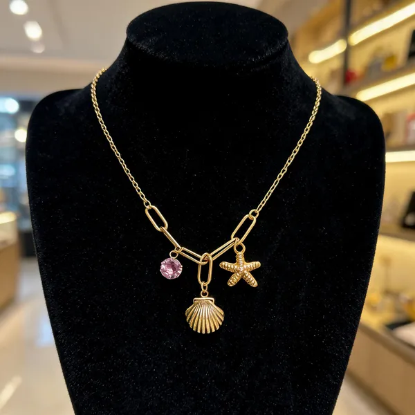 Gold_Stainless_Steel_Sea_Charm_Pendant_Necklace_For_Women