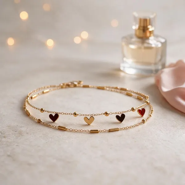 Gold_Stainless_Steel_Layered_Heart_Charm_Bracelet_For_Women