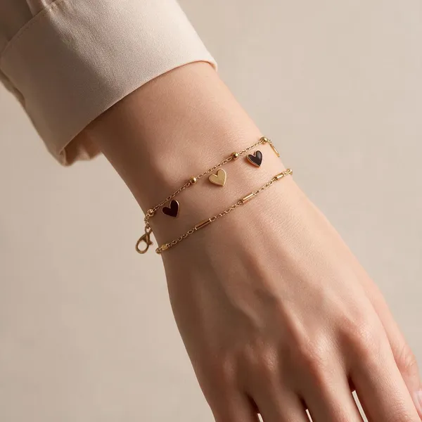 Gold_Stainless_Steel_Layered_Heart_Charm_Bracelet_For_Women