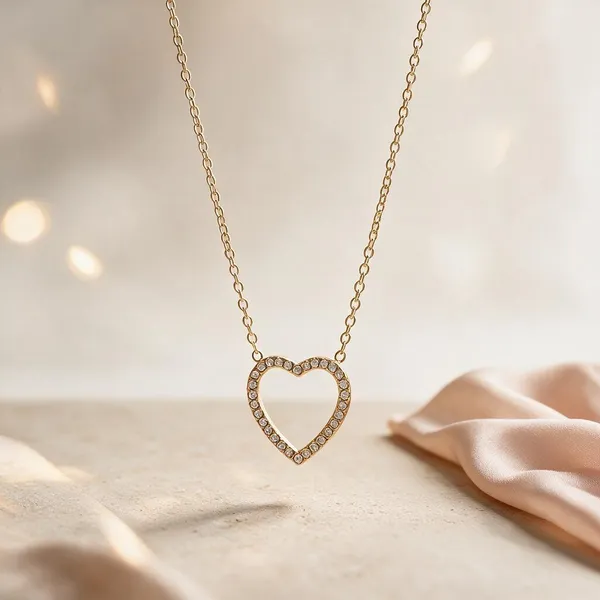 Gold_Stainless_Steel_Rhinestone_Heart_Pendant_Necklace_For_Women