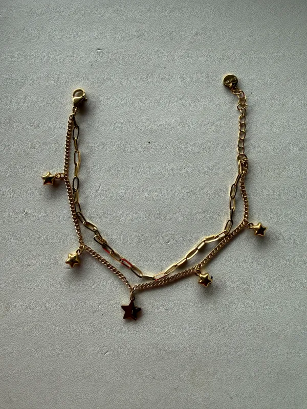 Gold_Stainless_Steel_Layered_Star_Charm_Bracelet_For_Women