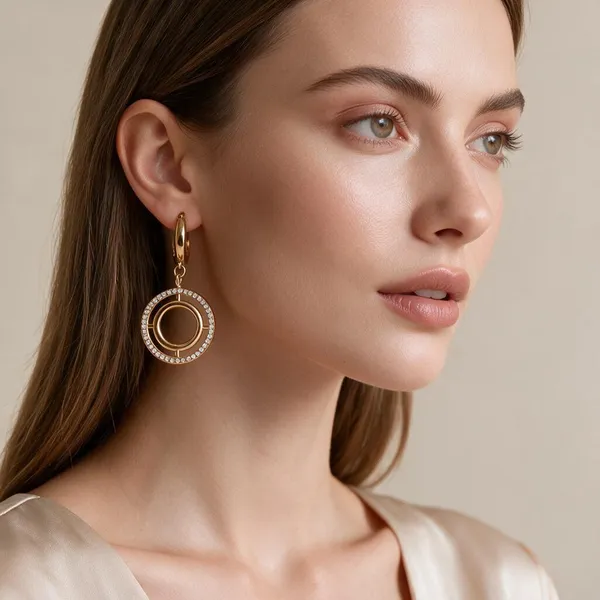 Gold_Stainless_Steel_Circular_Drop_Earrings_For_Women