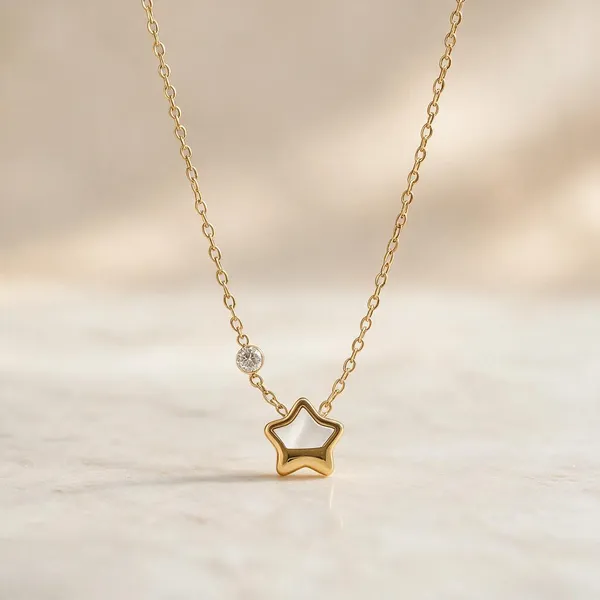 Gold_Stainless_Steel_Star_Pendant_Necklace_For_Women