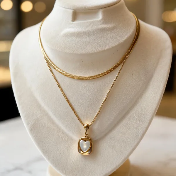 Gold_Stainless_Steel_Layered_Heart_Pendant_Necklace_For_Women
