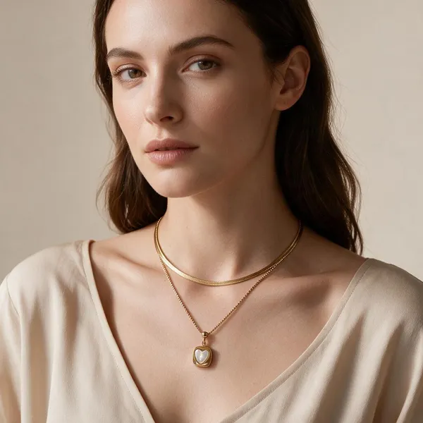 Gold_Stainless_Steel_Layered_Heart_Pendant_Necklace_For_Women