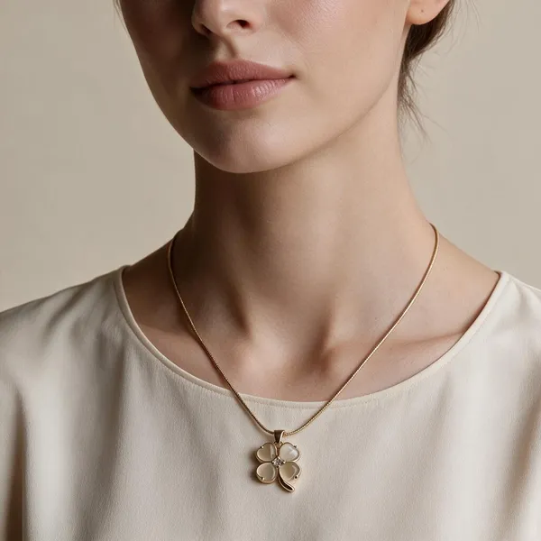 Gold_Stainless_Steel_Clover_Pendant_Necklace_For_Women