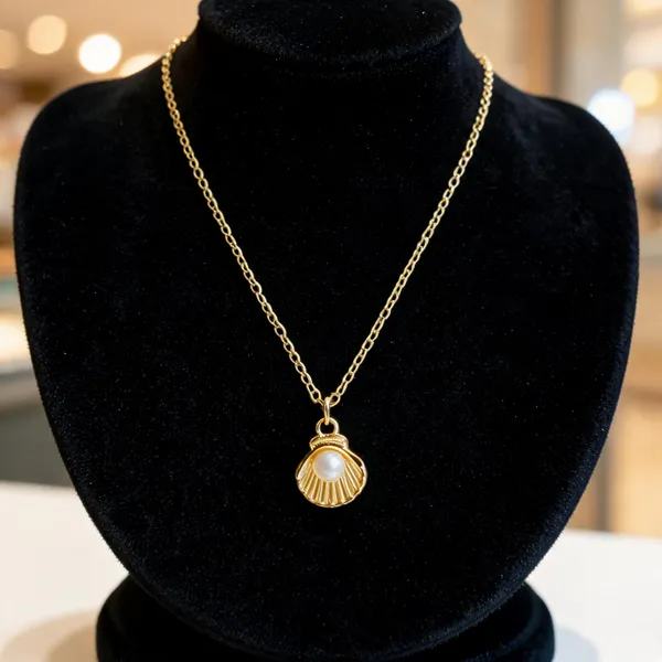 Gold_Stainless_Steel_Shell_Pendant_Necklace_For_Women