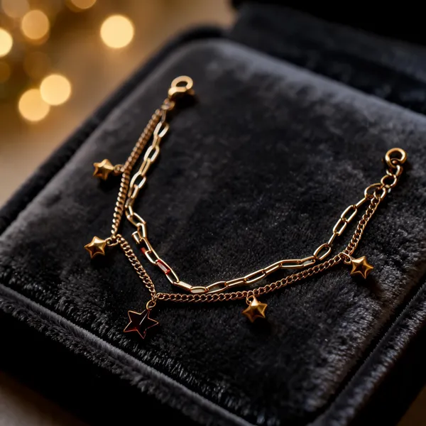 Gold_Stainless_Steel_Layered_Star_Charm_Bracelet_For_Women