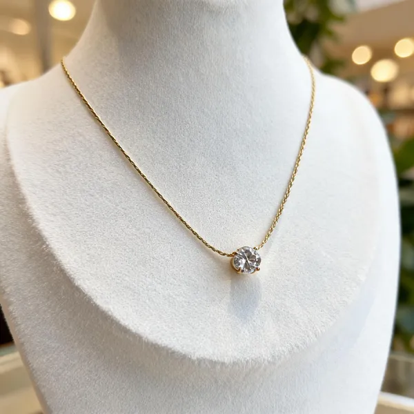 Gold_Stainless_Steel_Round_Stone_Pendant_Necklace_For_Women