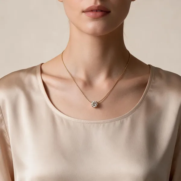 Gold_Stainless_Steel_Round_Stone_Pendant_Necklace_For_Women