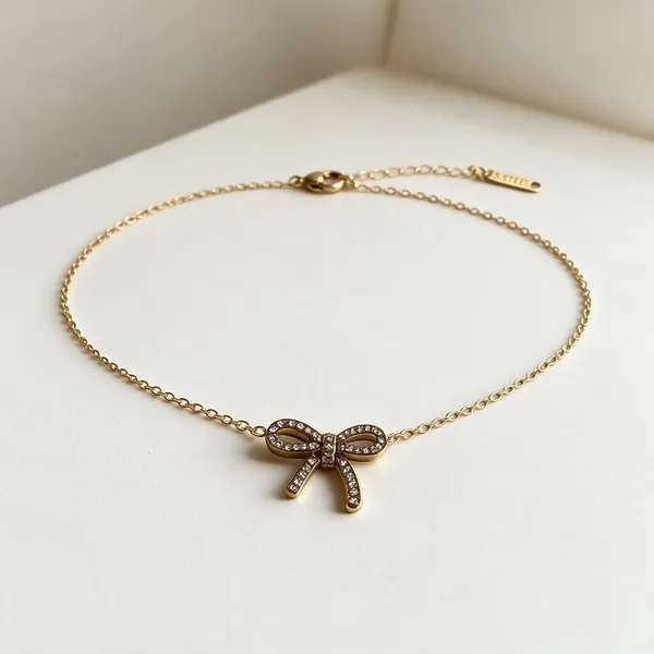 Gold_Stainless_Steel_Bow_Pendant_Necklace_For_Women