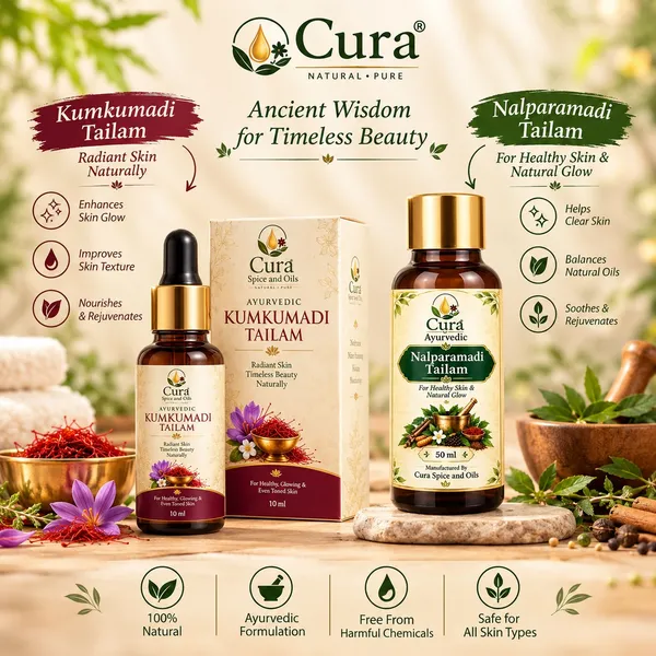 Cura_Ayurvedic_Nalparamadi_Tailam_Turmeric_Skin_Body_Oil_&_Cura_Ayurvedic_Kumkumadi_Tailam_Saffron_Radiant_Face_Oil_Pack_Of_2