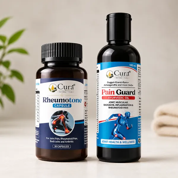 Cura_Pain_Guard_Guggul_Ashwagandha_Ayurvedic_Pain_Relief_Oil_&_Cura_Rheumatone_Nirgundi_Shilajit_Joint_Care_Capsules_Pack_Of_2