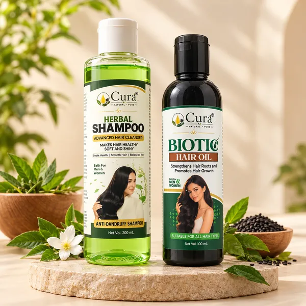 Cura_Herbal_Anti-Dandruff_Shampoo_Bhringraj_Neem_Reetha_&_Biotic_Hair_oil_-_Pack_Of_2