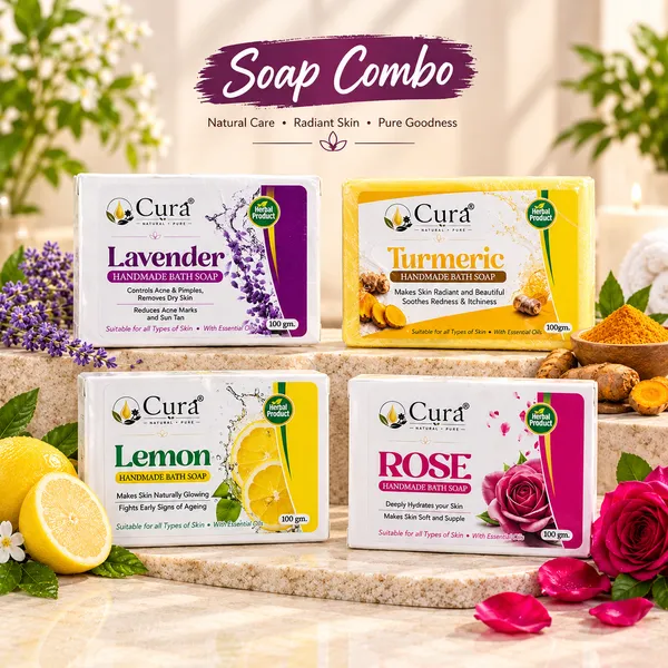 Cura_Rose_Manjistha_Chandan_&_Lemon_Neem_Tulsi_&_Lavender_Almond_&_Neem_Coconut_Handmade_Bath_Soap_-_Pack_Of_4