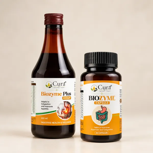 Cura_Biozyme_Plus_Ayurvedic_Digestive_Syrup_200Ml_&_Cura_Biozyme_Triphala_Ajwain_Digestive_Capsules_Pack_Of_2