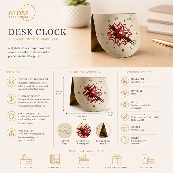Silver_Metal_Artistic_Floral_Desk_Clock