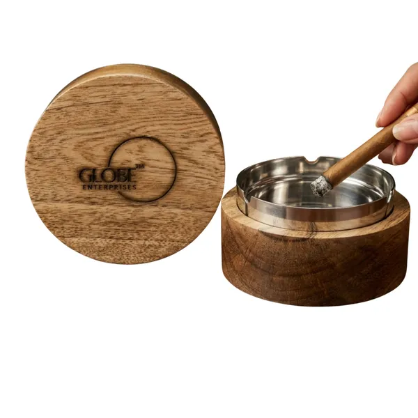 Brown_Wooden_Cigar_Ashtray_With_Stainless_Steel_Bowl