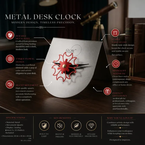 Silver_Metal_Floral_Analog_Desk_Clock