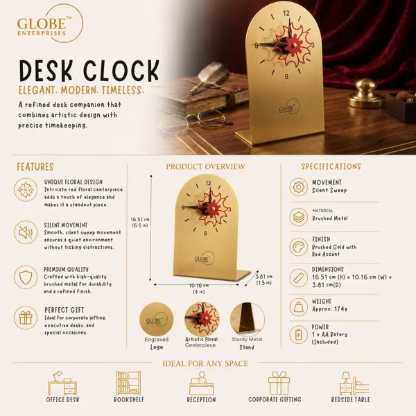 Gold_Metal_Floral_Desk_Clock
