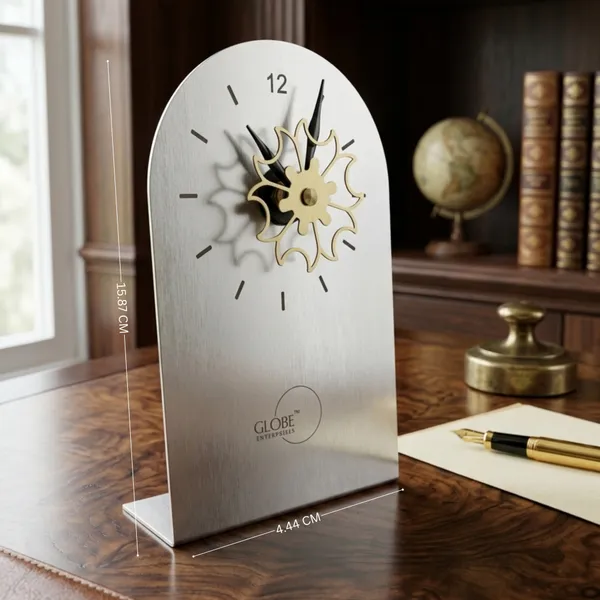Silver_Globe_Enterprises_Floral_Metal_Desk_Clock