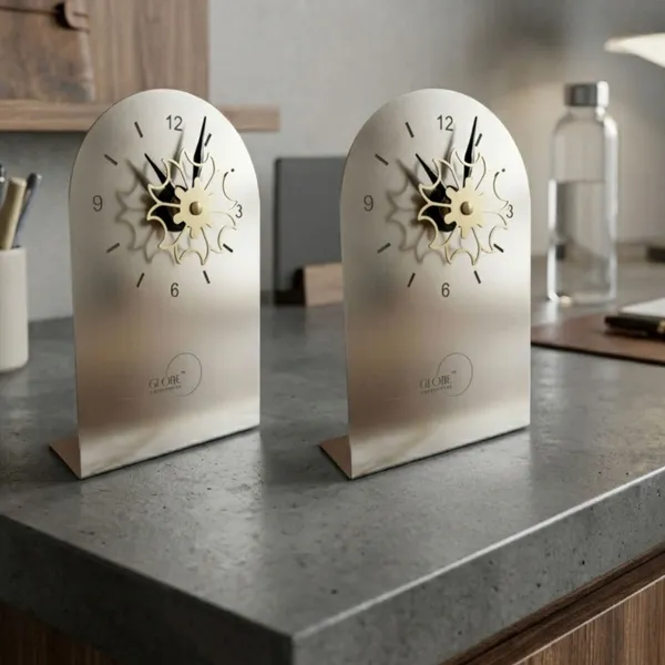 Modern_Minimalist_Arched_Desk_Clock_Set_(2_Pieces)_With__Black,_Gold_&_Red_Accent