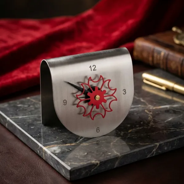 Silver_Stainless_Steel_Floral_Analog_Table_Clock