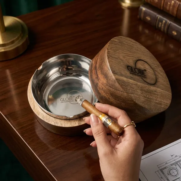Brown_Wooden_Cigar_Ashtray_With_Stainless_Steel_Bowl