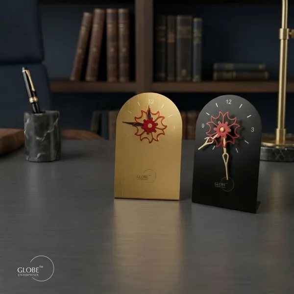 Modern_Arched_Metal_Table_Clock_Set_(2_Pieces)_–_Contemporary_Dual-Tone_Desk_Decor
