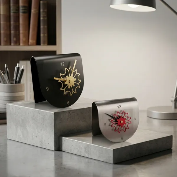 Modern_Curved_Metal_Table_Clock_Set_(2_Pieces)_–_Contemporary_Dual-Tone_Desk_Decor
