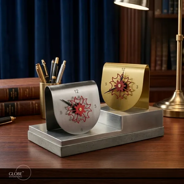 Modern_Curved_Metal_Table_Clock_Set_(2_Pieces)_–_Contemporary_Dual-Tone_Desk_Decor