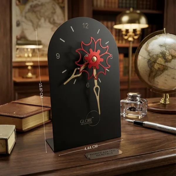 Black_Floral_Analog_Desk_Clock