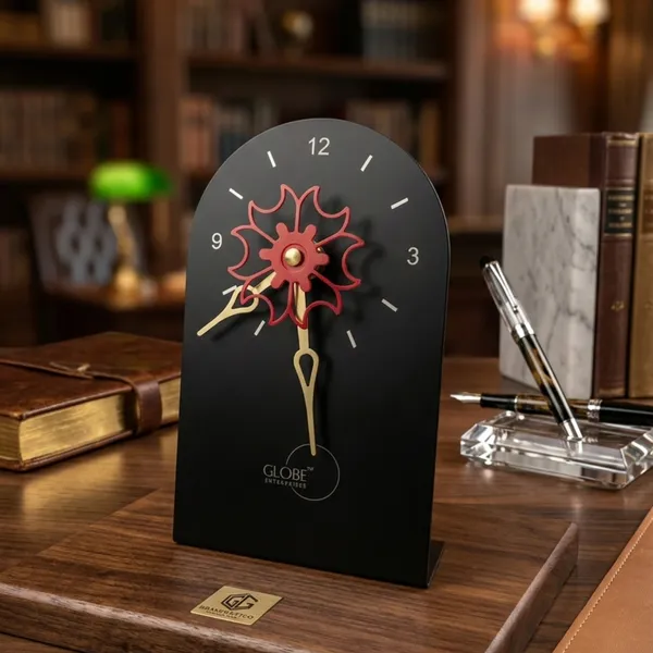 Black_Floral_Analog_Desk_Clock