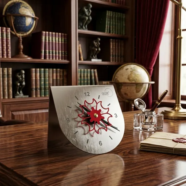 Silver_Metal_Artistic_Floral_Desk_Clock