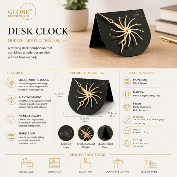 Black_Globe_Floral_Metal_Desk_Clock