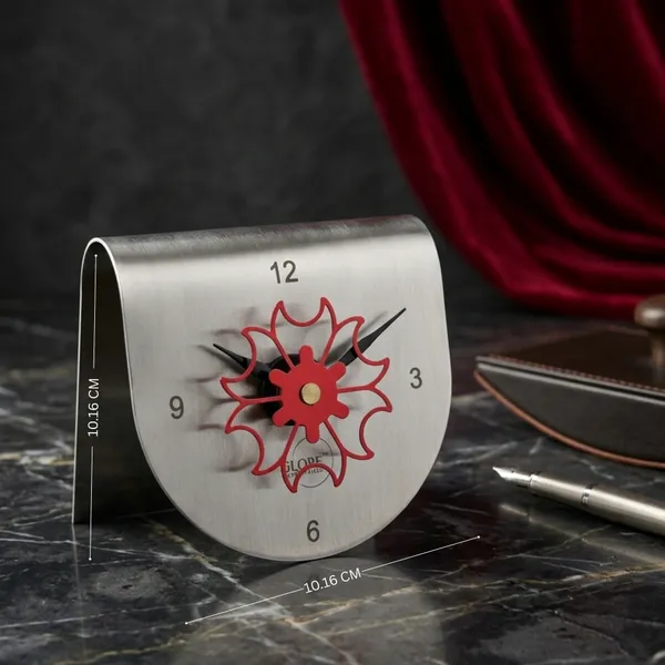 Silver_Stainless_Steel_Floral_Analog_Table_Clock