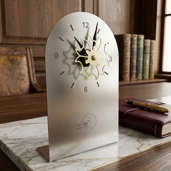 Silver_Globe_Enterprises_Floral_Metal_Desk_Clock