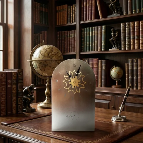Silver_Globe_Enterprises_Floral_Metal_Desk_Clock
