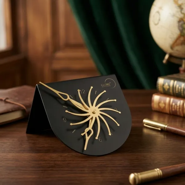 Black_Globe_Floral_Metal_Desk_Clock
