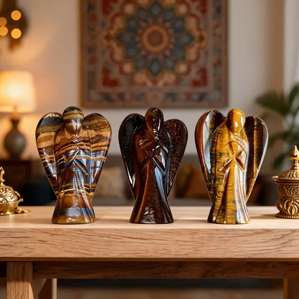 Multicolour_Stone_Banded_Pattern_Angel_Figurine_Set_Of_3