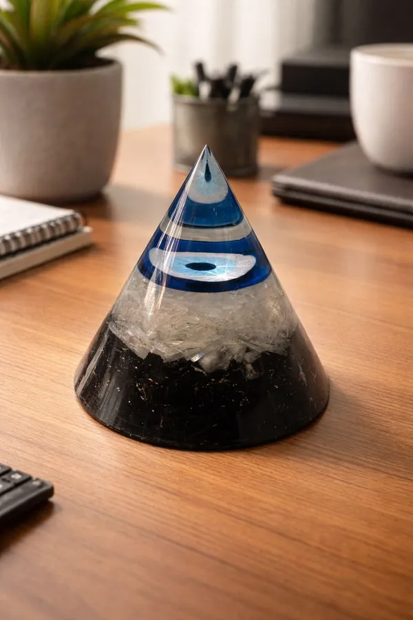 Resin_Abstract_Blue_Pattern_Cone_Showpiece