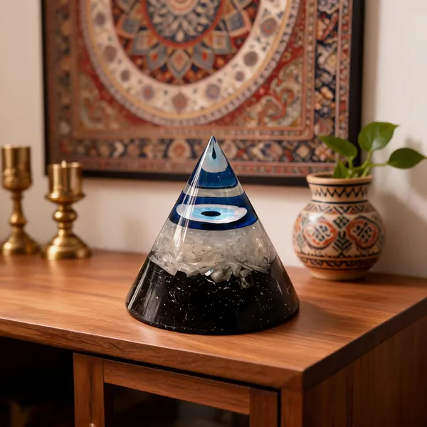 Resin_Abstract_Blue_Pattern_Cone_Showpiece